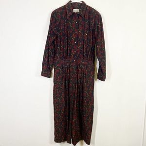 Lands' End Floral Maxi Dress - Red and Green